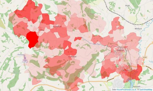 Heatmap of property prices in Colyton