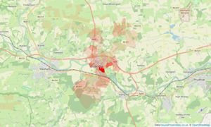 Heatmap of property prices in Corbridge