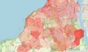 Heatmap of property prices in Gurnard, Cowes