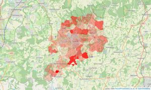 Heatmap of property prices in Cranleigh