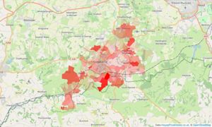 Heatmap of property prices in Crewkerne