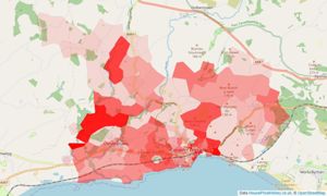 Heatmap of property prices in Criccieth