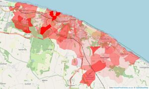 Heatmap of property prices in Cromer