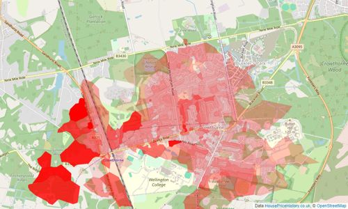 Heatmap of property prices in Crowthorne