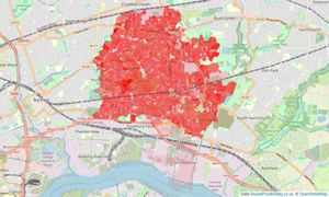 Heatmap of property prices in Dagenham