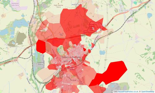 Heatmap of property prices in Dalton-in-furness