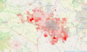 Heatmap of property prices in Darlington