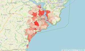 Heatmap of property prices in Dartmouth