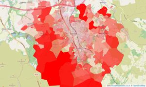 Heatmap of property prices in Darwen