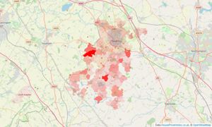 Heatmap of property prices in Daventry