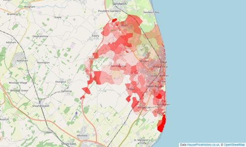 Heatmap of property prices in Deal