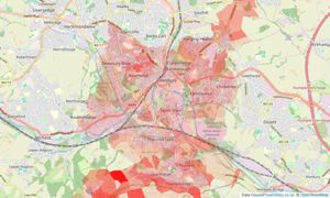 Heatmap of property prices in Dewsbury