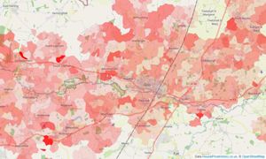 Heatmap of property prices in Diss