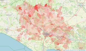 Heatmap of property prices in Puddletown, Dorchester