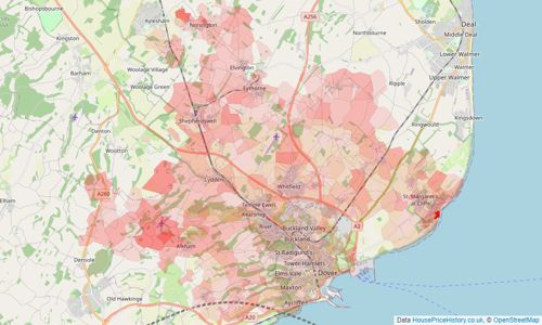 Heatmap of property prices in Dover