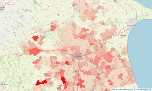 Heatmap of property prices in Driffield