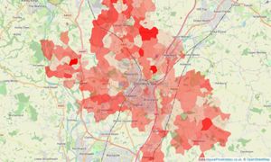 Heatmap of property prices in Droitwich