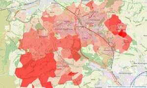 Heatmap of property prices in Dronfield