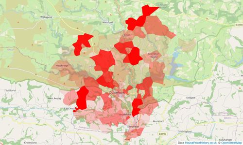 Heatmap of property prices in Dulverton