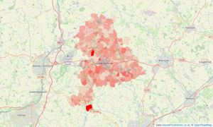 Heatmap of property prices in Dunmow