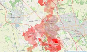 Heatmap of property prices in Dunstable