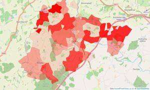 Heatmap of property prices in Broomsgreen, Dymock