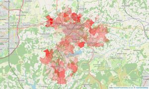 Heatmap of property prices in East Grinstead