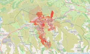 Heatmap of property prices in Ebbw Vale