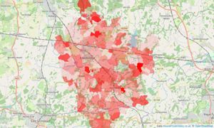 Heatmap of property prices in Edenbridge