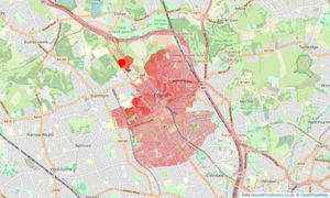 Heatmap of property prices in Edgware