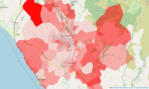 Heatmap of property prices in Egremont