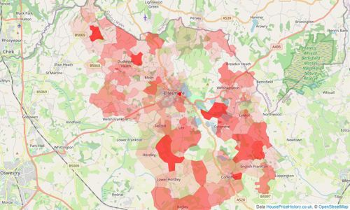 Heatmap of property prices in Ellesmere