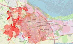 Heatmap of property prices in Whitby, Ellesmere Port