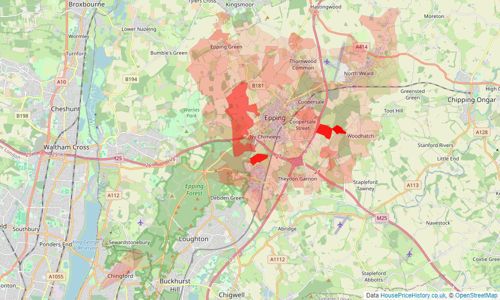 Heatmap of property prices in Epping