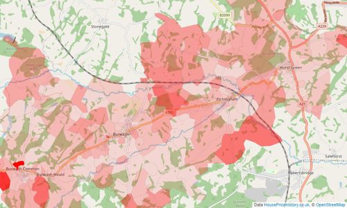 Heatmap of property prices in Etchingham