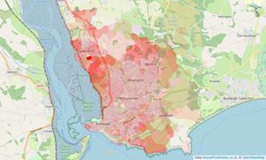 Heatmap of property prices in Exmouth