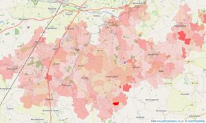 Heatmap of property prices in Eye