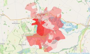 Heatmap of property prices in Fairford