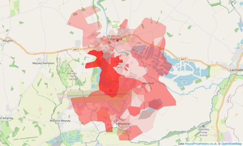 Heatmap of property prices in Fairford