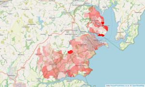 Heatmap of property prices in Mylor, Falmouth