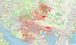 Heatmap of property prices in Knowle, Fareham