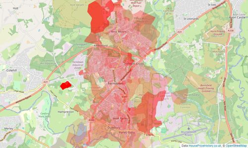 Heatmap of property prices in Ferndown