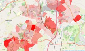 Heatmap of property prices in Ferryhill