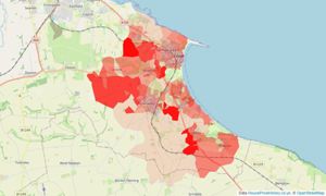 Heatmap of property prices in Filey