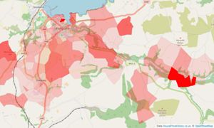 Heatmap of property prices in Fishguard