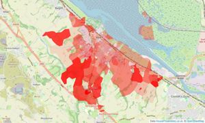 Heatmap of property prices in Flint Mountain, Flint