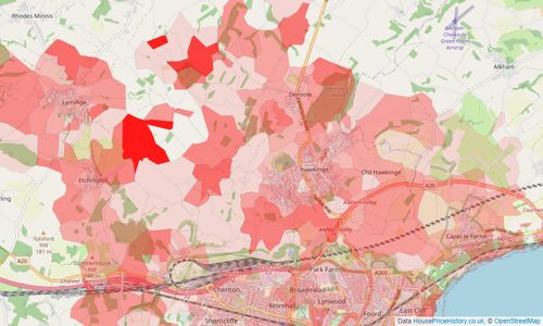 Heatmap of property prices in Folkestone