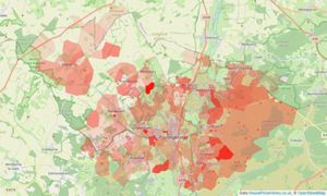 Heatmap of property prices in Fordingbridge