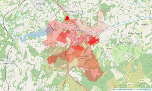 Heatmap of property prices in Forest Row