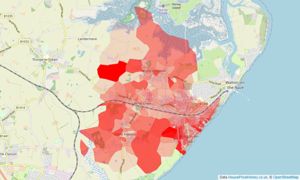 Heatmap of property prices in Frinton-on-sea